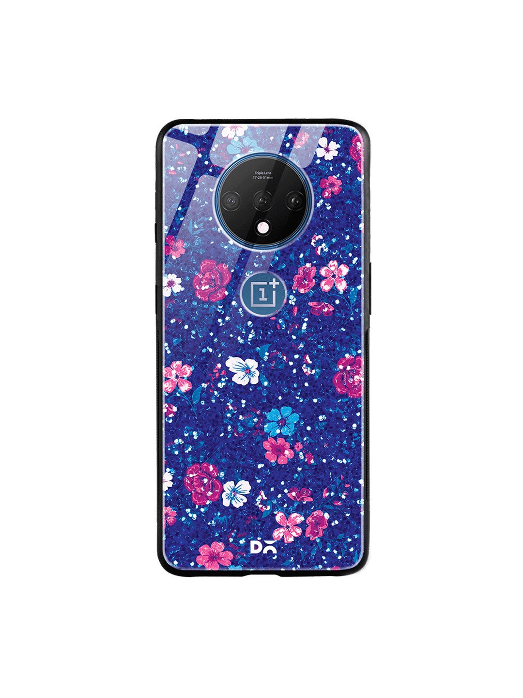 

DailyObjects Blue & Pink Printed Marble Flowers OnePlus 7T Glass Case