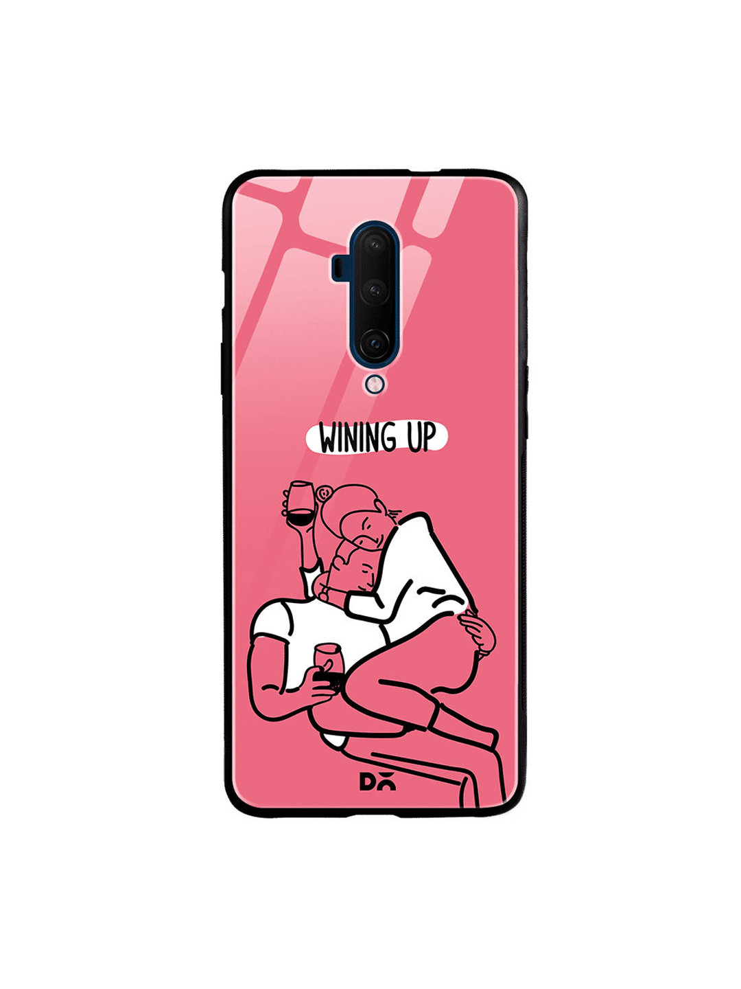 

DailyObjects Pink & White Wining Up OnePlus 7T Pro Glass Mobile Case