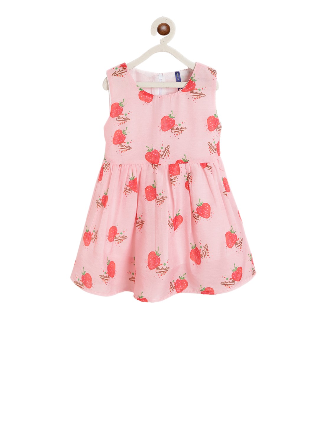 

YK Girls Pink Printed Fit and Flare Dress