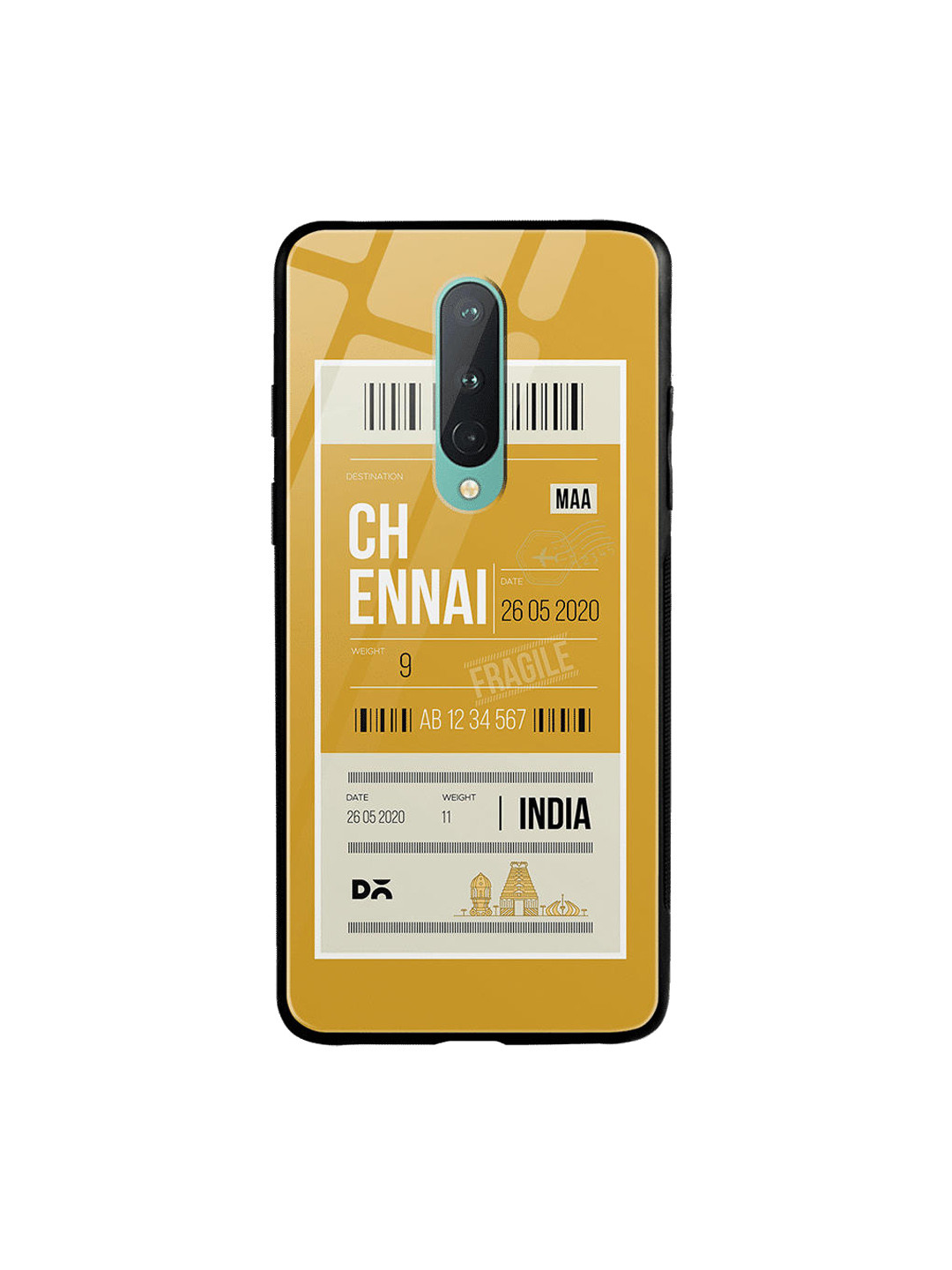 

DailyObjects Yellow & Off-White Chennai City Tag OnePlus 8 Glass Case