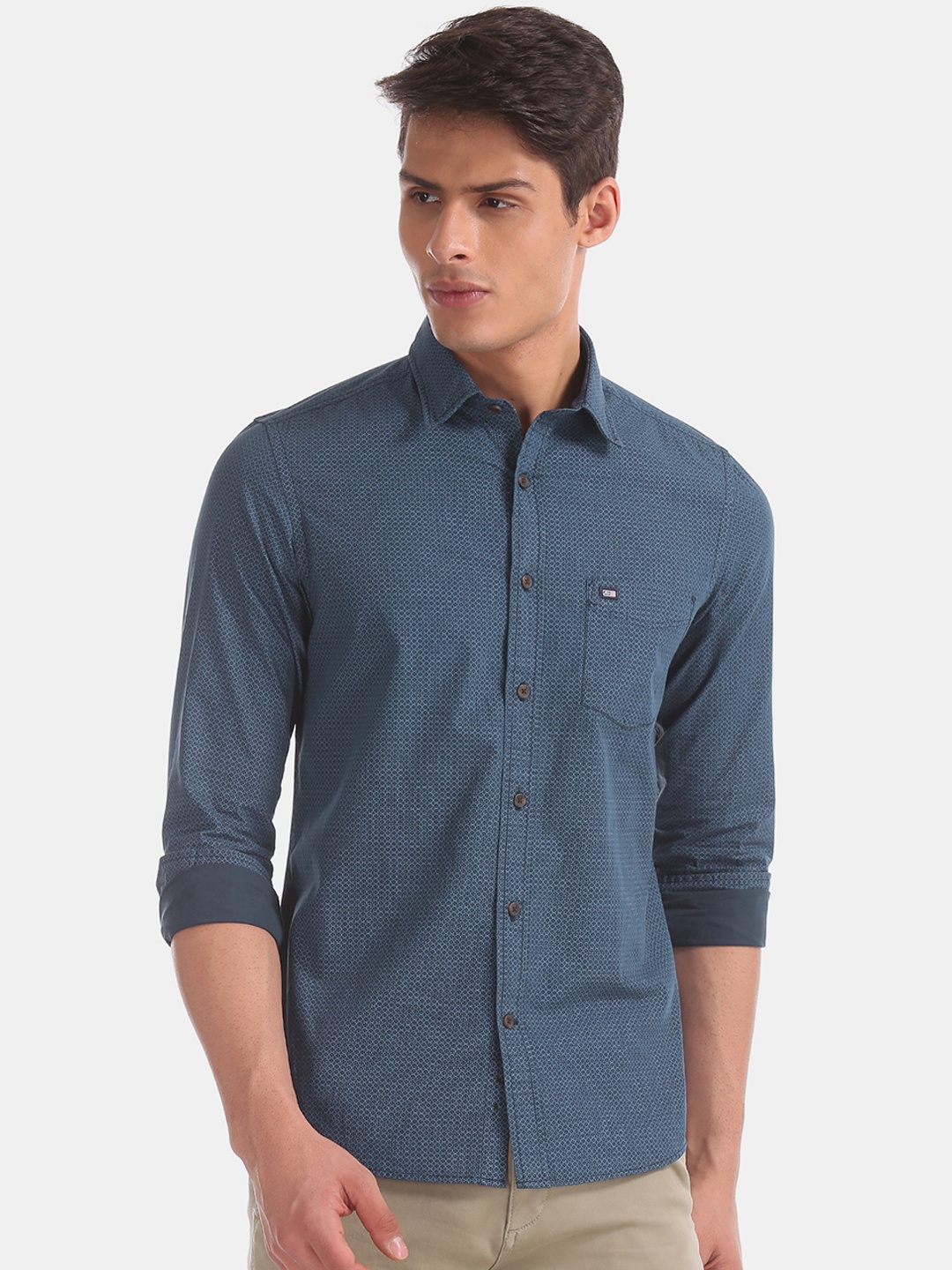 

Arrow Sport Men Blue & Grey Slim Fit Printed Casual Shirt