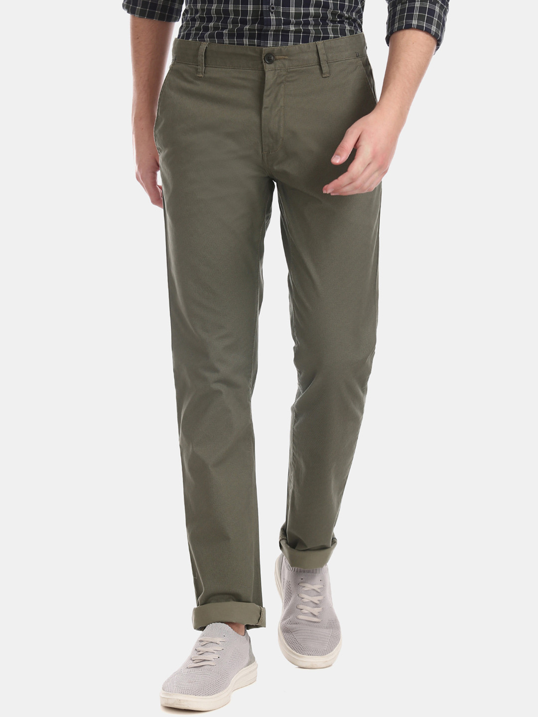 

Arrow Sport Men Green Slim Fit Printed Regular Trousers