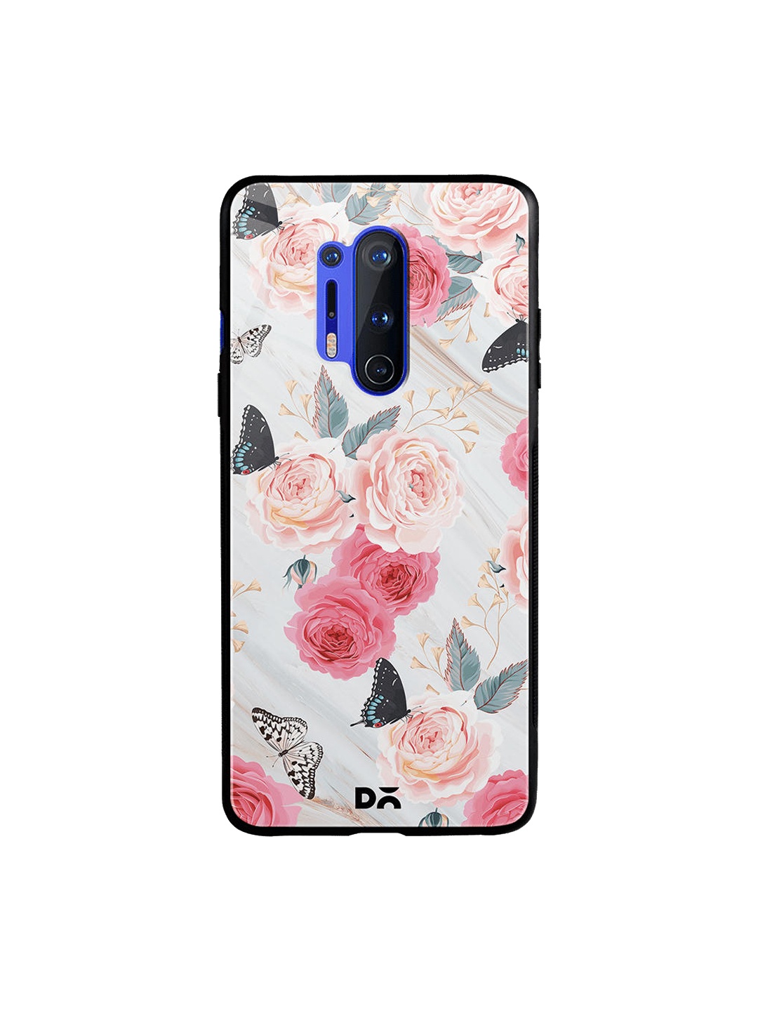 

DailyObjects Blue & Pink Flowers Marble OnePlus 8 Pro Glass Mobile Cover