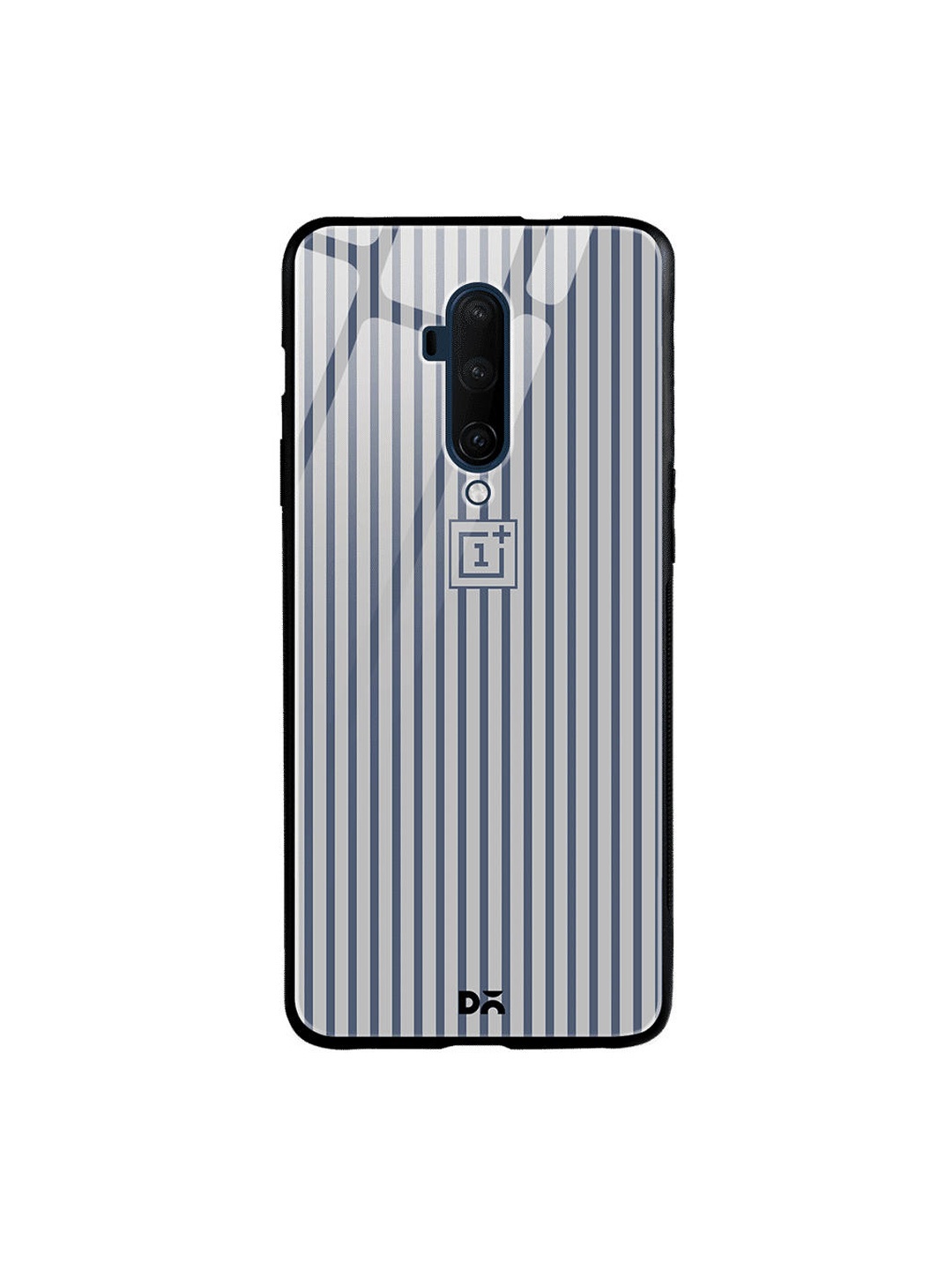 

DailyObjects Grey & Blue Striped OnePlus 7T Pro Glass Mobile Cover