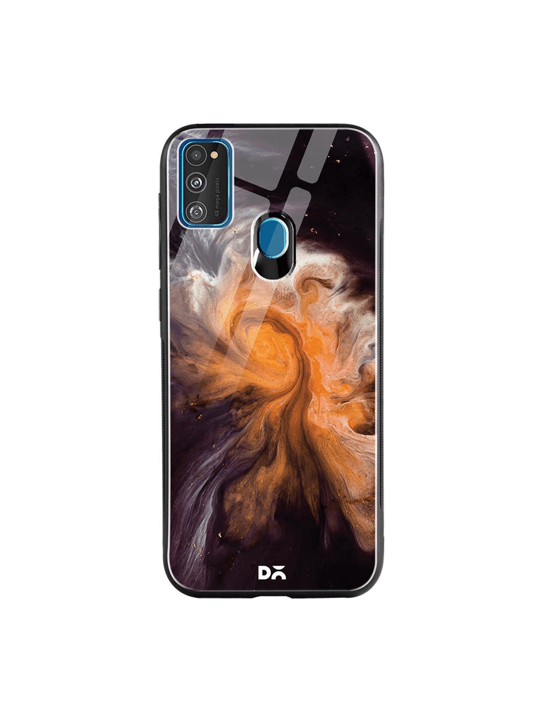 

DailyObjects Black & Orange Marble Galaxy Samsung Galaxy M30S Glass Mobile Cover