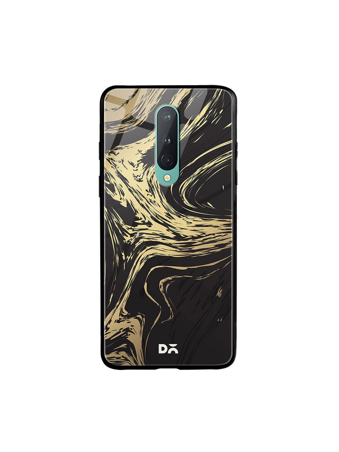 

DailyObjects Black & Gold-Toned Marble Art OnePlus 8 Glass Mobile Case, Multi