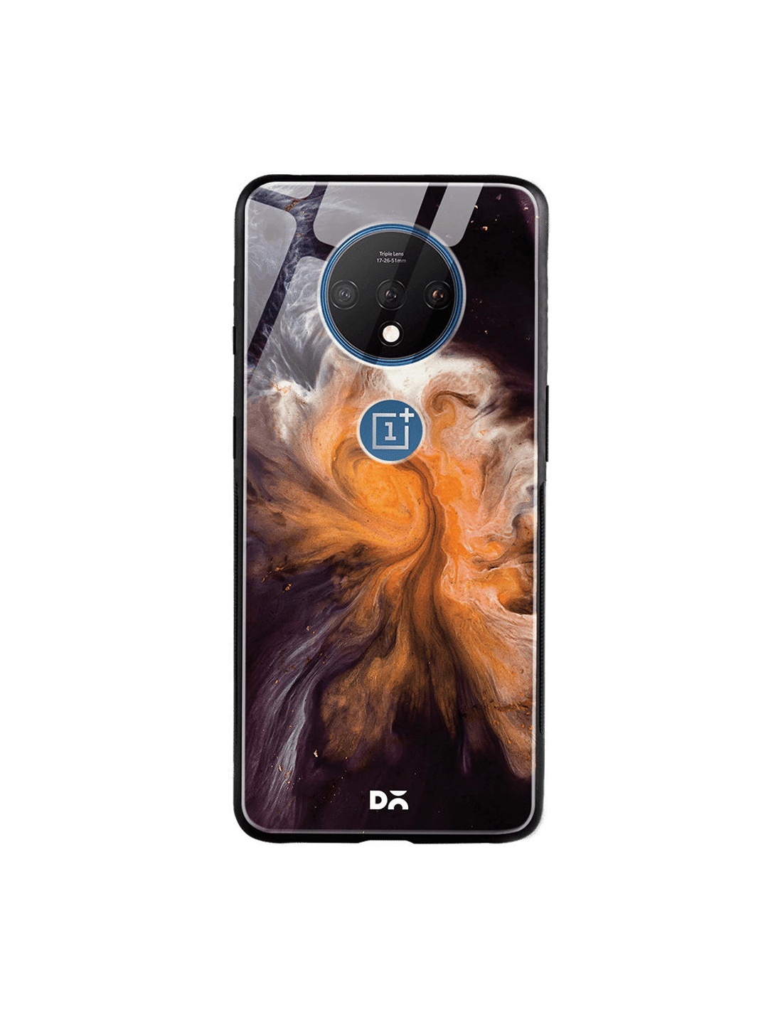 

DailyObjects Black & Orange Marble OnePlus 7T Glass Case