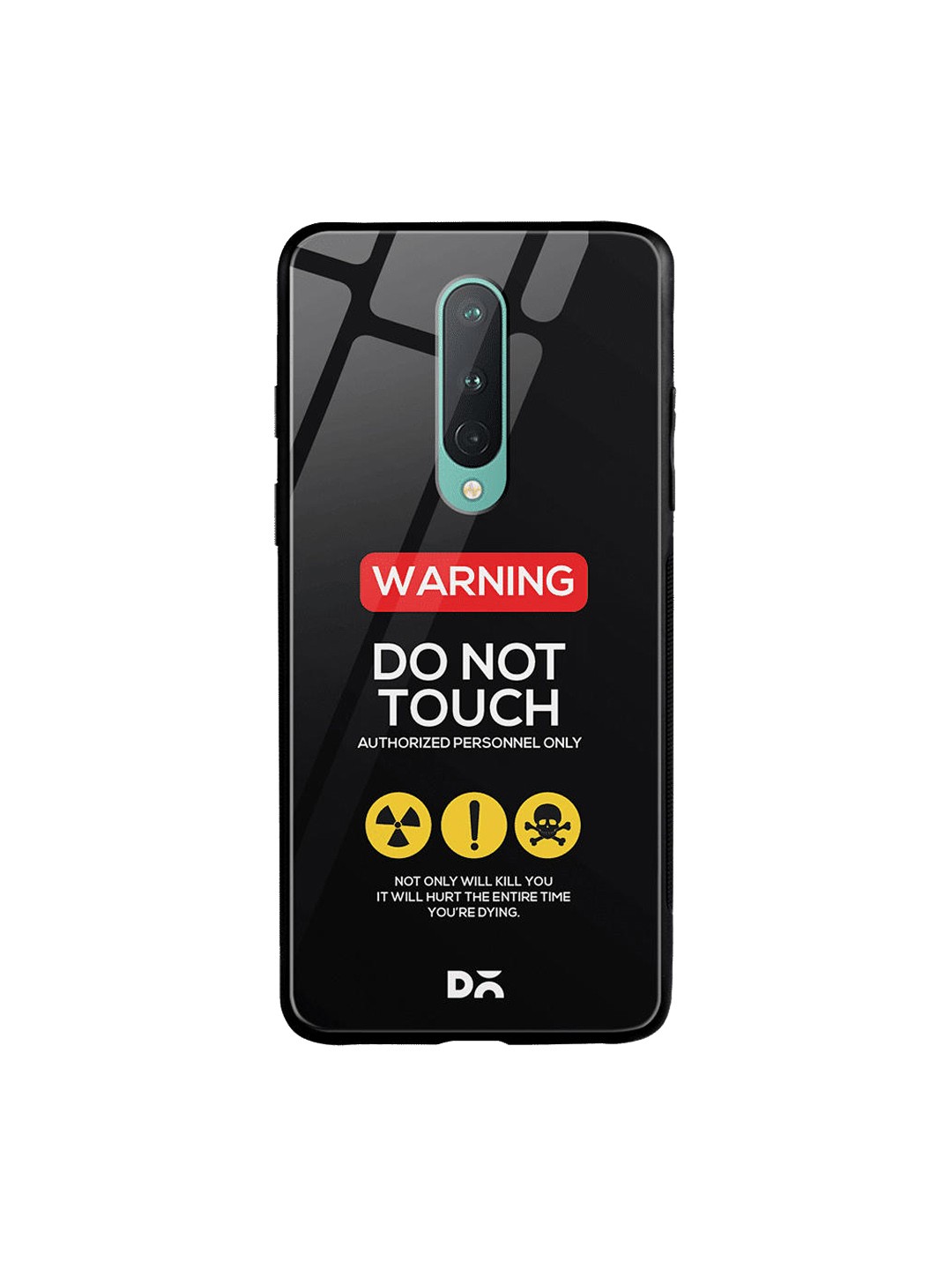 

DailyObjects Black & Yellow Do Not Touch OnePlus 8 Glass Mobile Cover