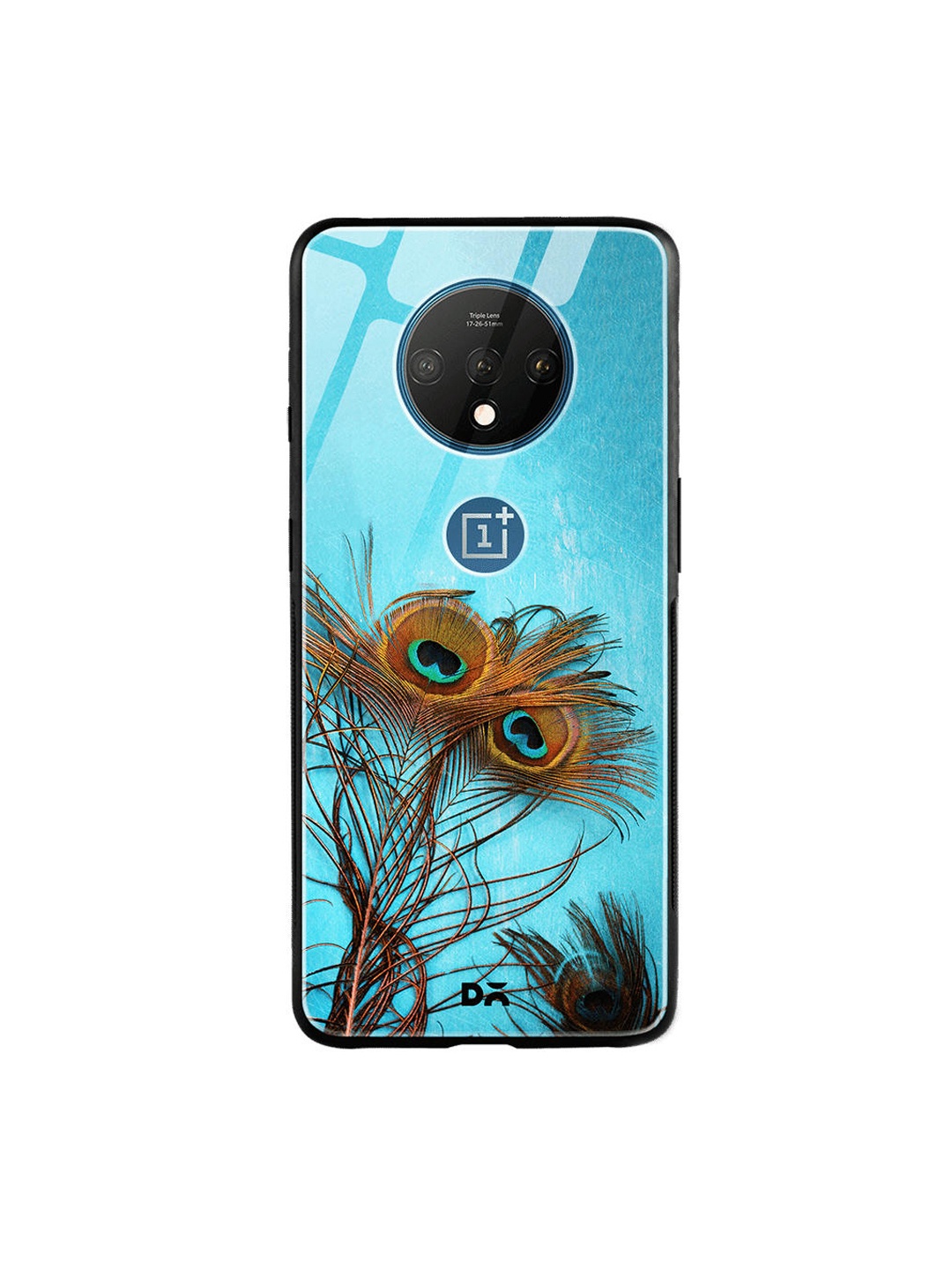 

DailyObjects Blue & Green 3 Peacock Feathers OnePlus 7T Glass Case