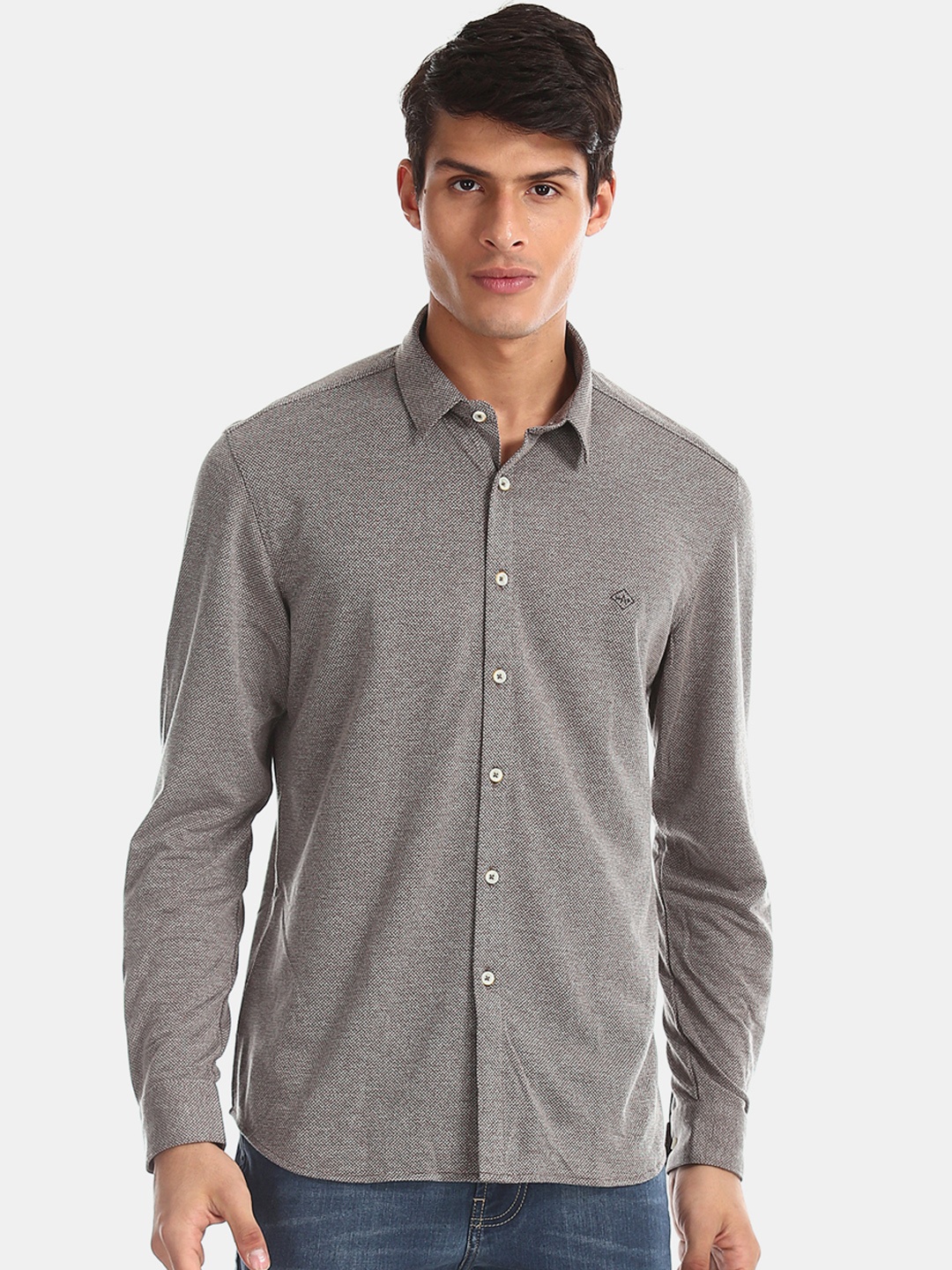 

Arrow Sport Men Brown Slim Fit Self Design Casual Shirt