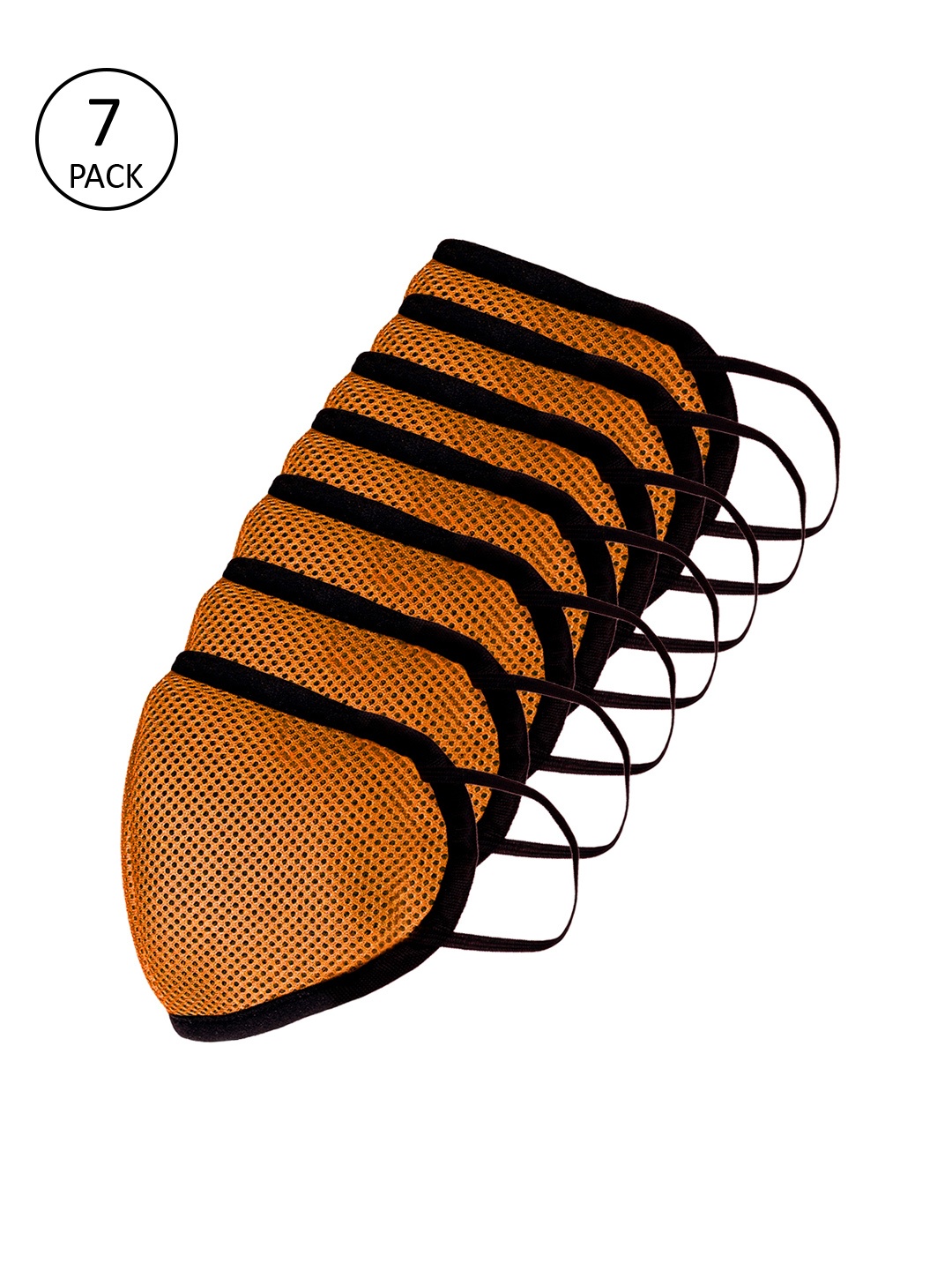 Apsis Adults Pack of 7 Reusable 3-Layers Outdoor Masks, Orange