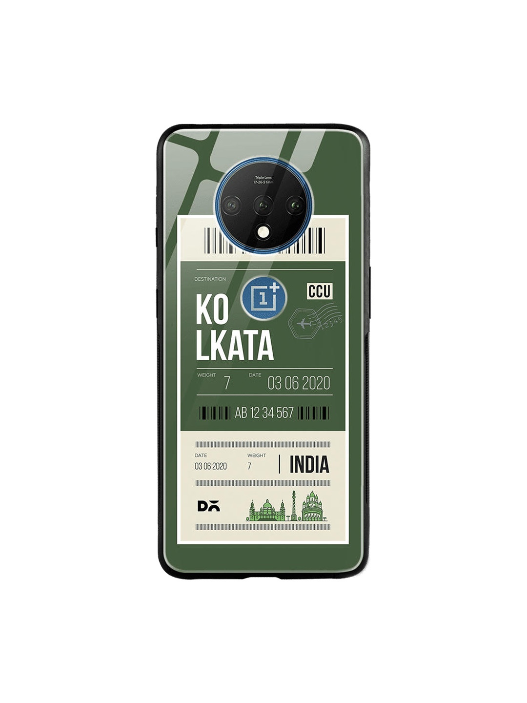 

DailyObjects Olive Green & White Kolkata City Tag OnePlus 7T Glass Mobile Case