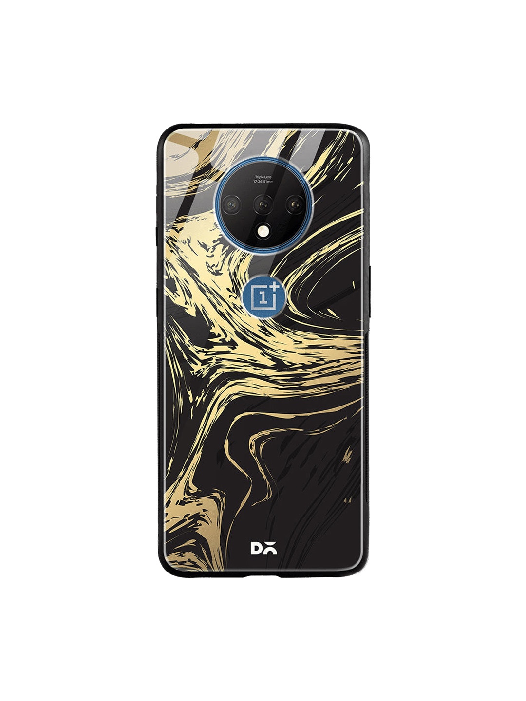 

DailyObjects Black & Gold-Toned Marble Art OnePlus 7T Glass Mobile Case