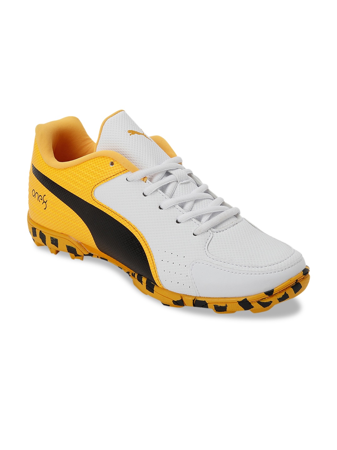

Puma Unisex Kids White & Yellow Synthetic evoSpeed one8 Jr.Cricket Shoes
