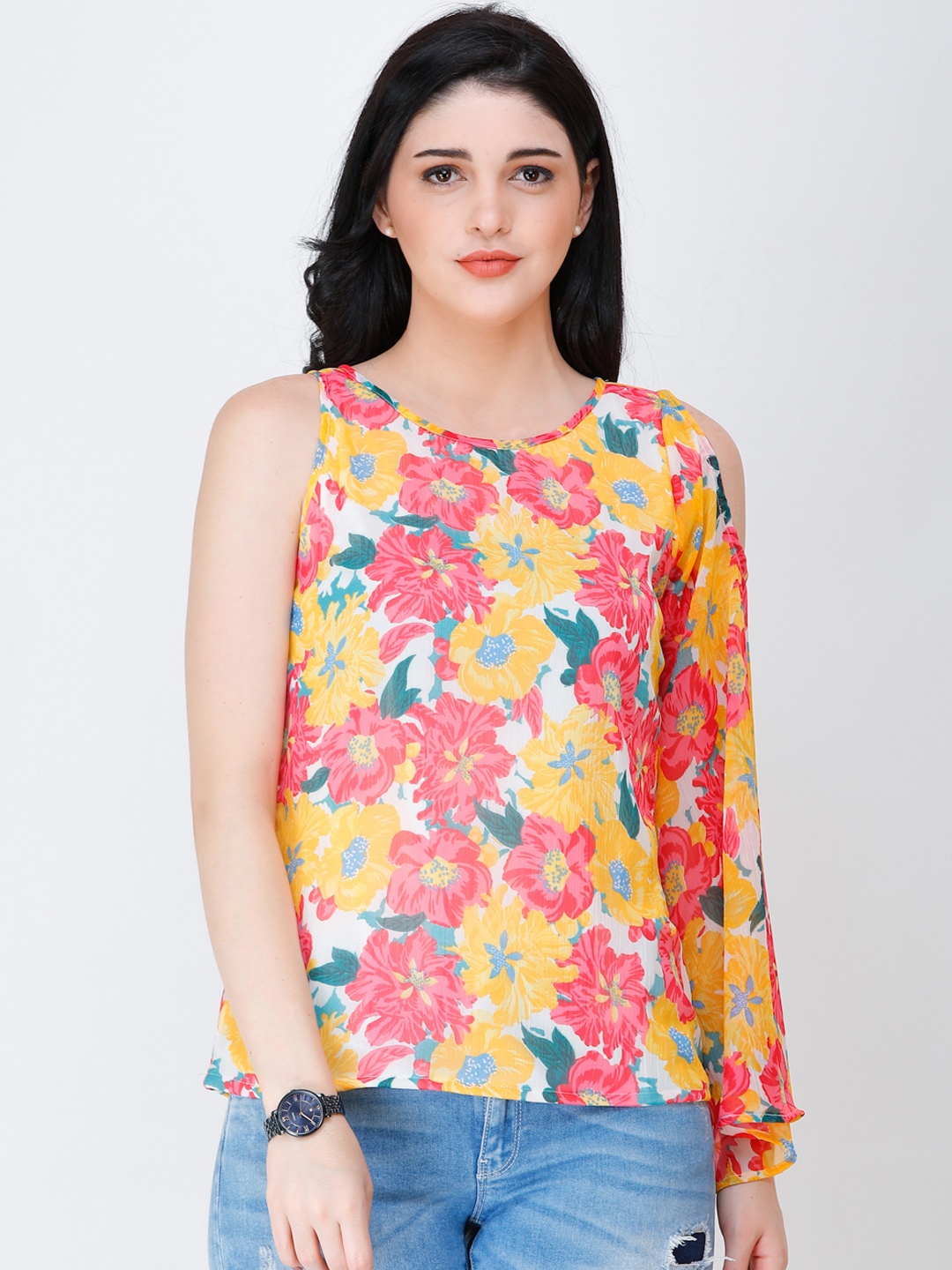 

SCORPIUS Women Multicoloured Floral Printed Top, Multi