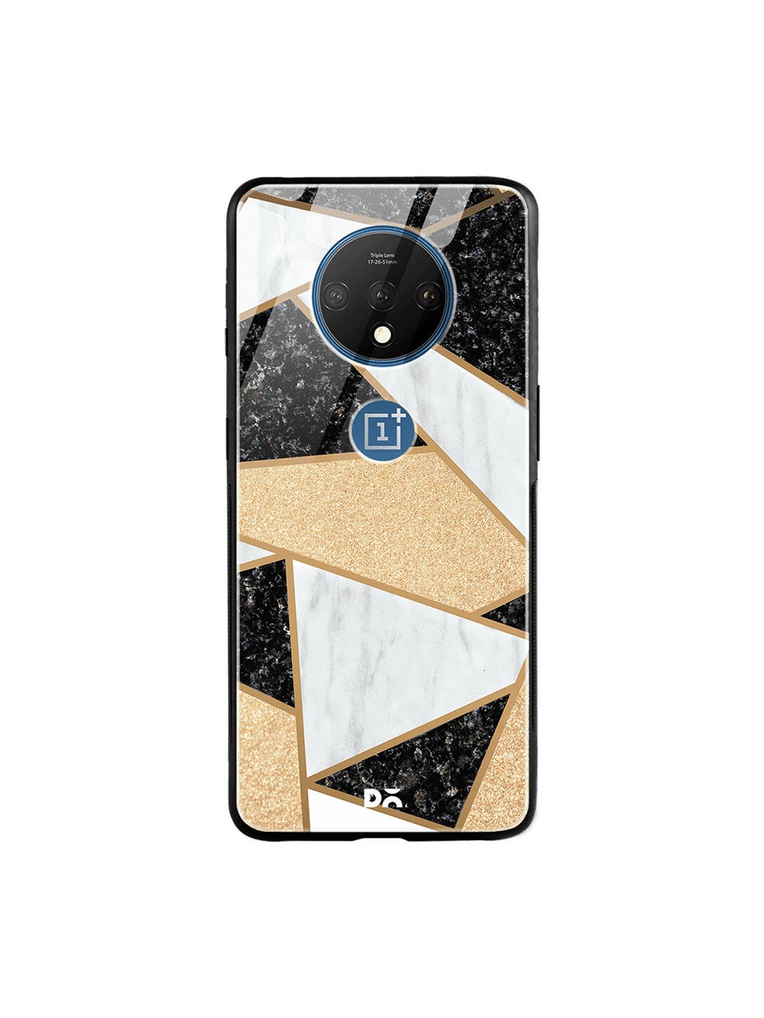 

DailyObjects Beige & Black Marble Quatret OnePlus 7T Glass Mobile Case