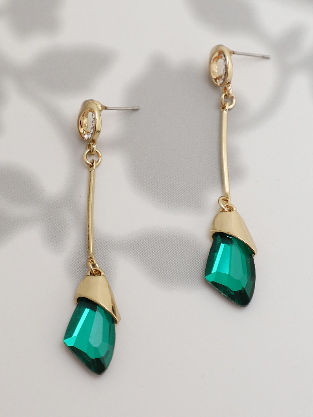 

Shining Diva Fashion Gold-Plated Green Contemporary Drop Earrings