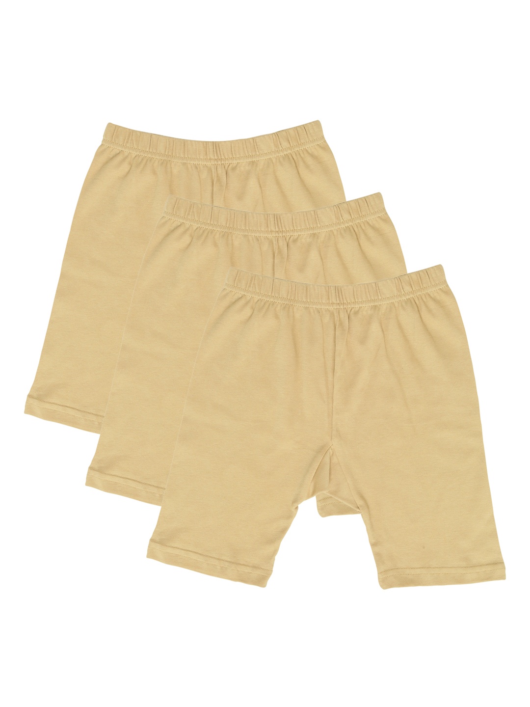 YK Girls Pack of 3 Beige Solid Regular Fit Regular Shorts