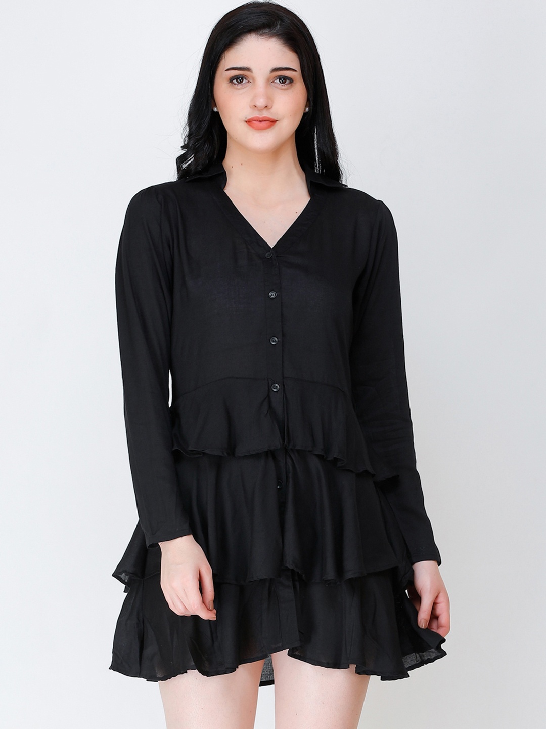 

SCORPIUS Women Black Solid Fit and Flare Dress