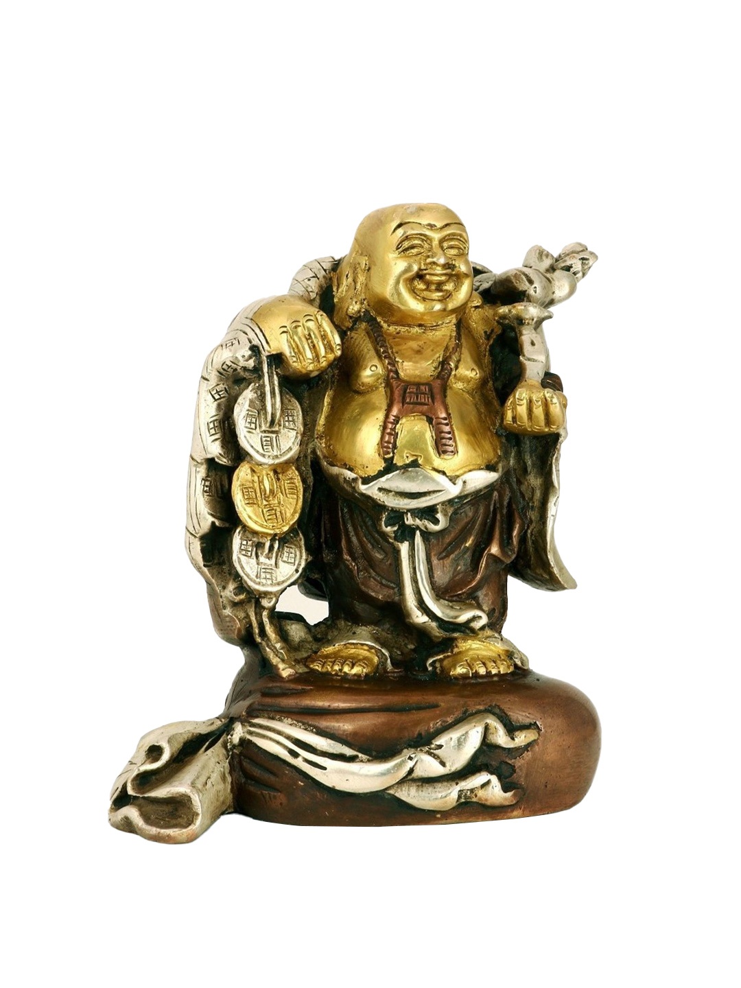 

CraftVatika Gold-Toned & Brown Laughing Buddha Happy Buddha Idol Showpiece