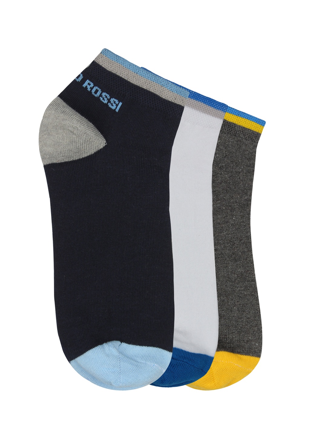 

ROMEO ROSSI Men Pack of 3 Multicoloured Ankle-Length Socks, Multi