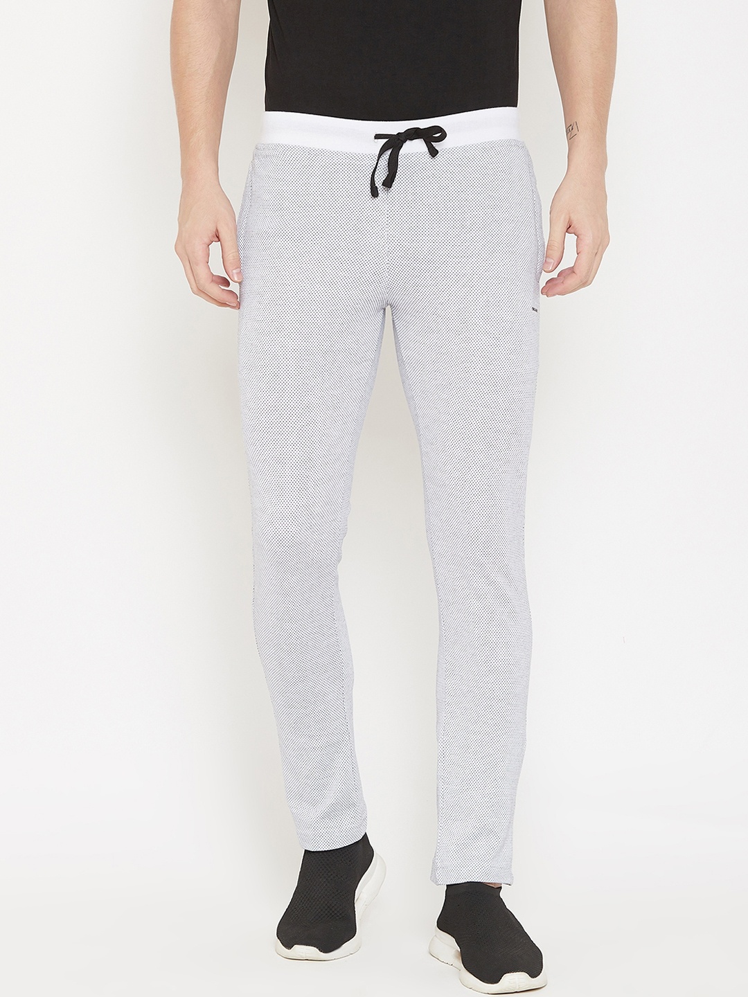 

Okane Men White Self-Design Slim-Fit Track Pants