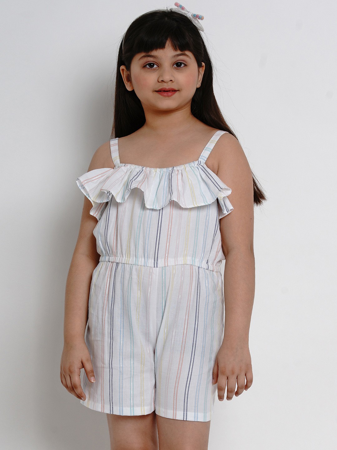 

Bitiya by Bhama Girls Multicoloured Striped Playsuit, Multi