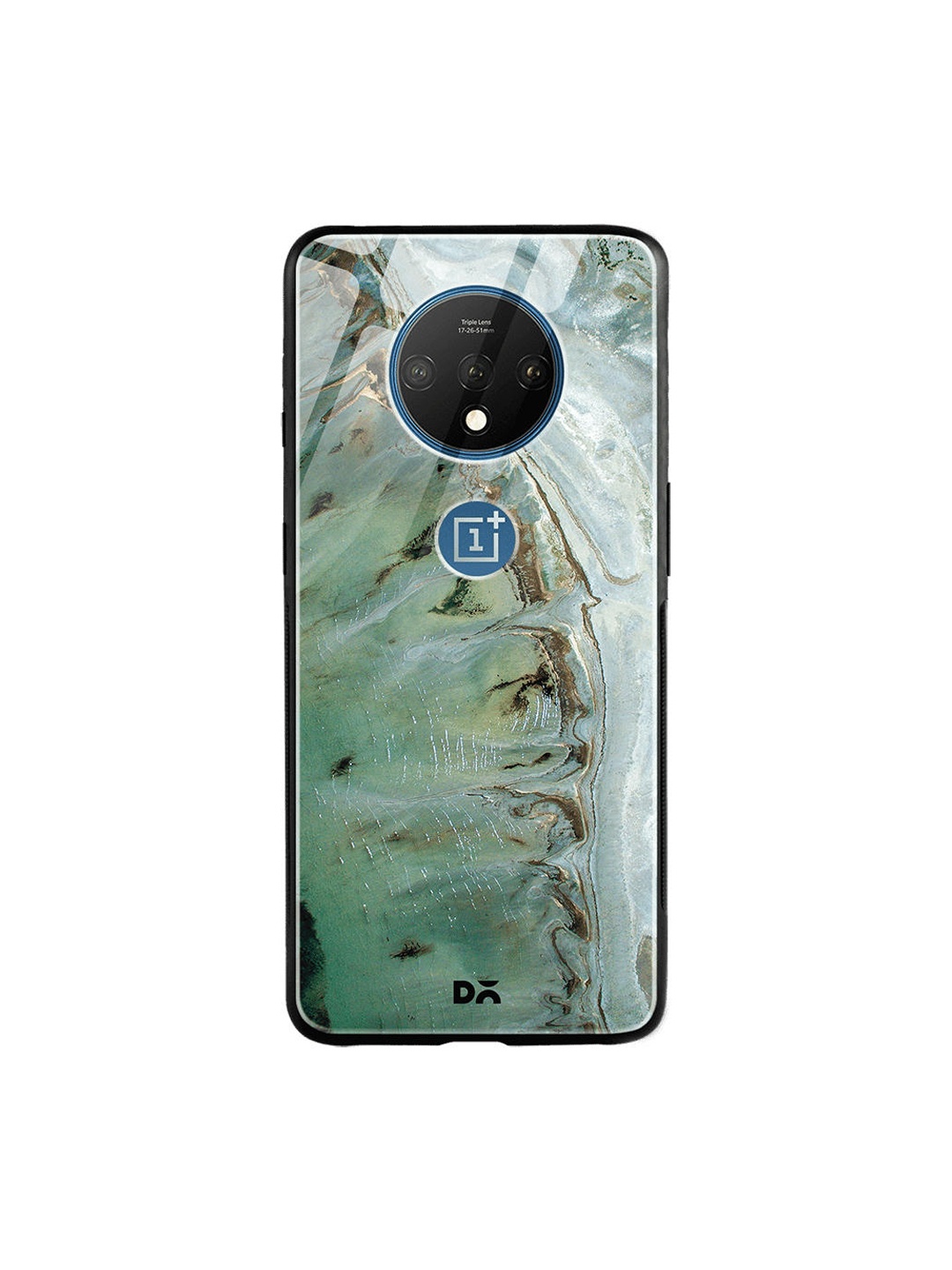 

DailyObjects Sea Green & Brown Beach Marble OnePlus 7T Glass Case