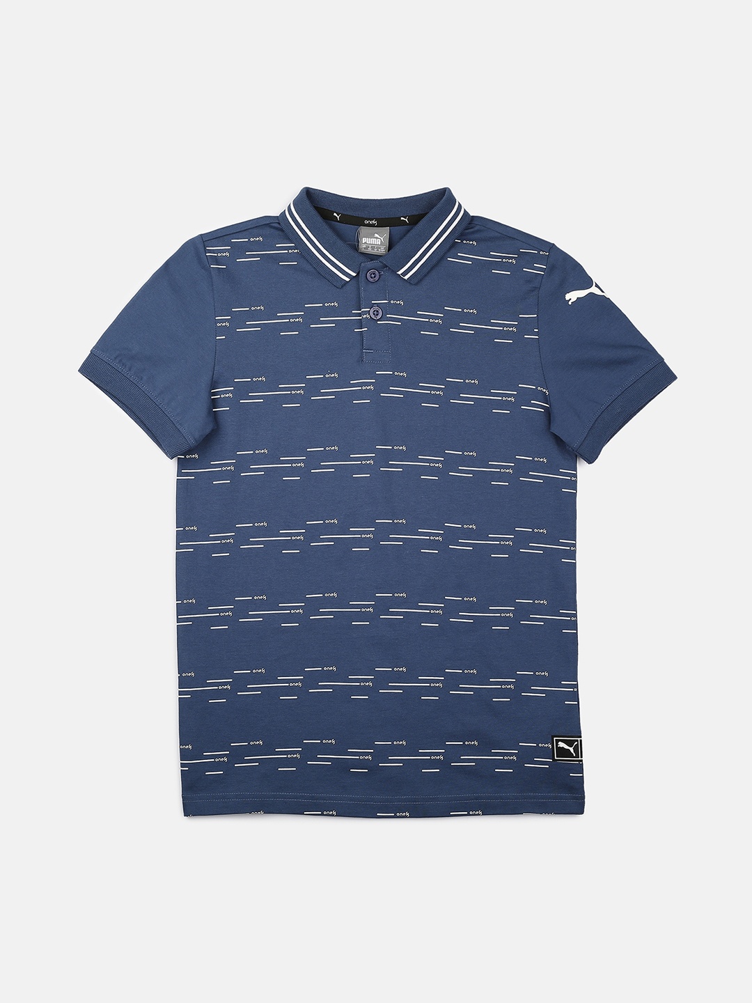 

Puma Boys Navy Blue Striped Polo Collar T-shirt