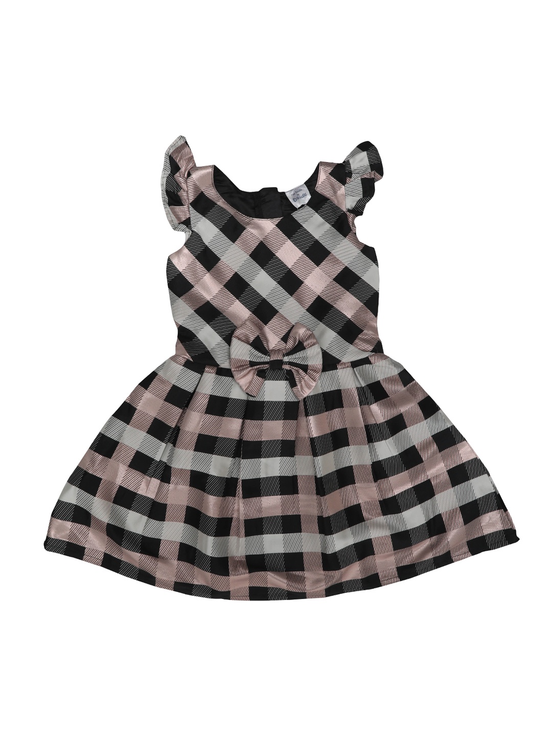 

Doodle Girls Pink & Black Checked Fit and Flare Dress