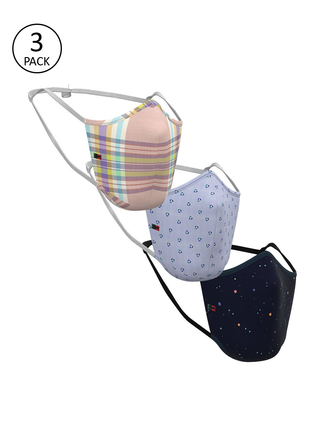 

Peter England Men Pack of 3 Pcs Assorted Reusable 3-Ply Outdoor Fabric Masks