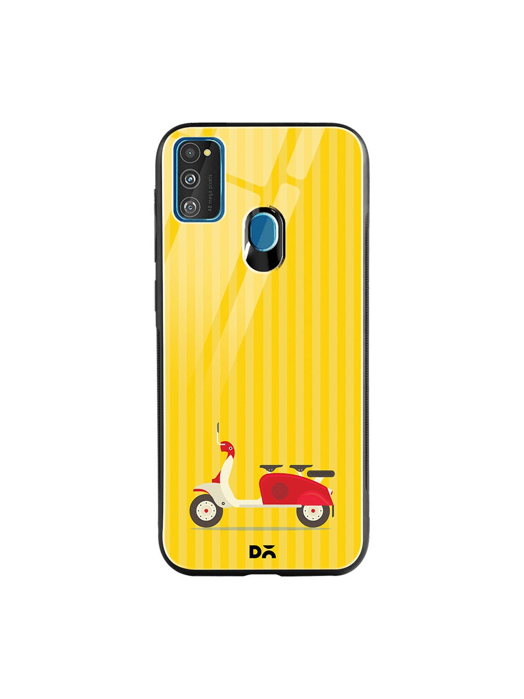 

DailyObjects Yellow & Red 3 To Go Scooter Striped Samsung Galaxy M30S Glass Case Cover