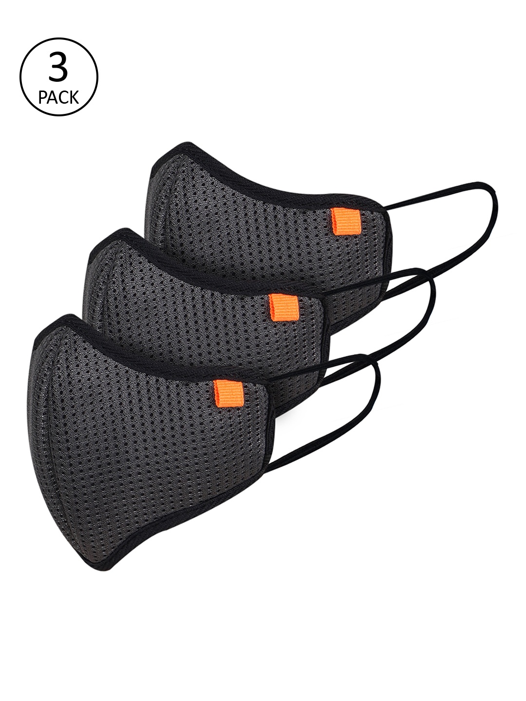 Marc Loire Unisex Grey Pack of 3 Reusable 4 Layer Outdoor Masks