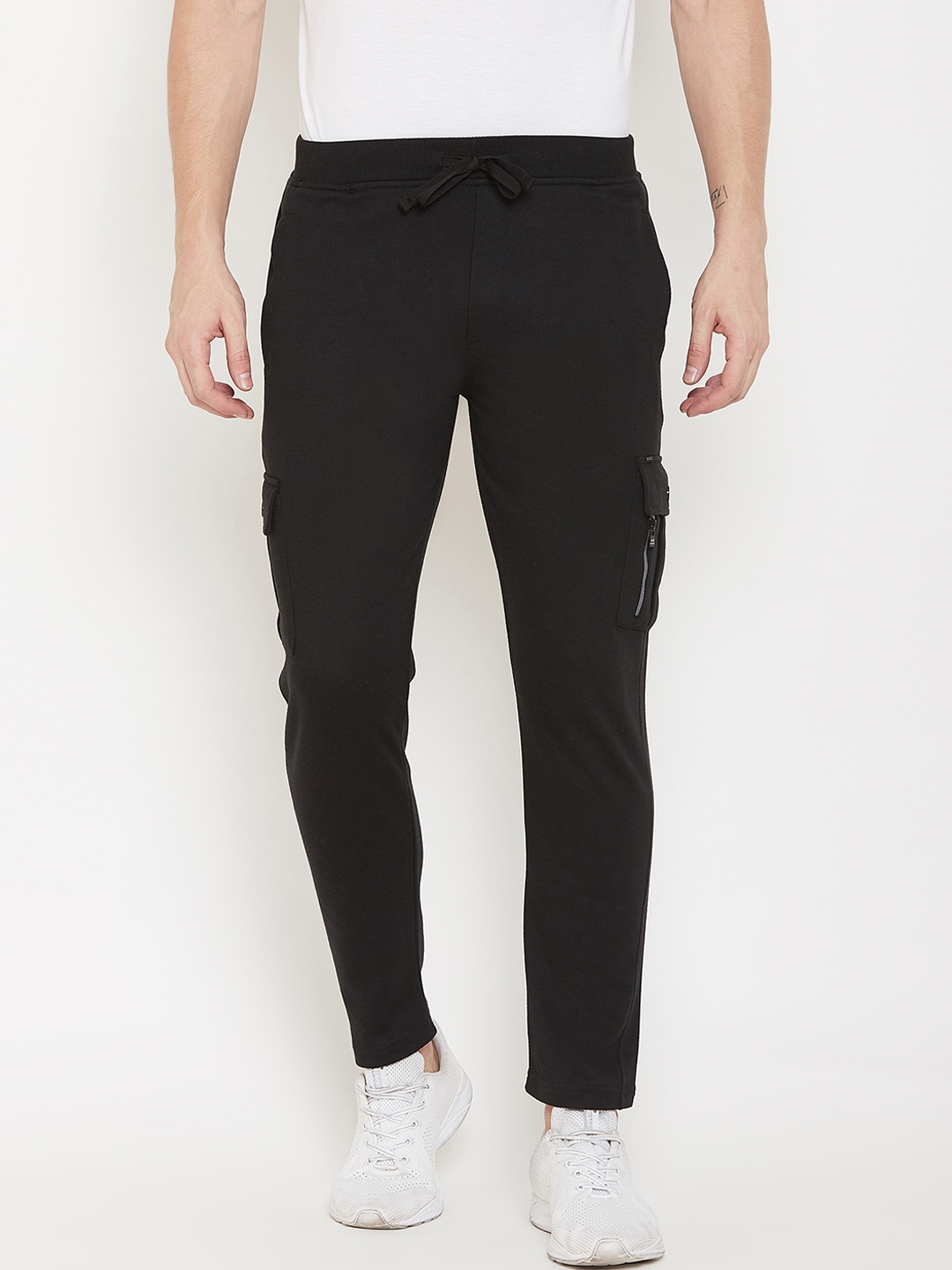 

Okane Men Black Solid Track Pants