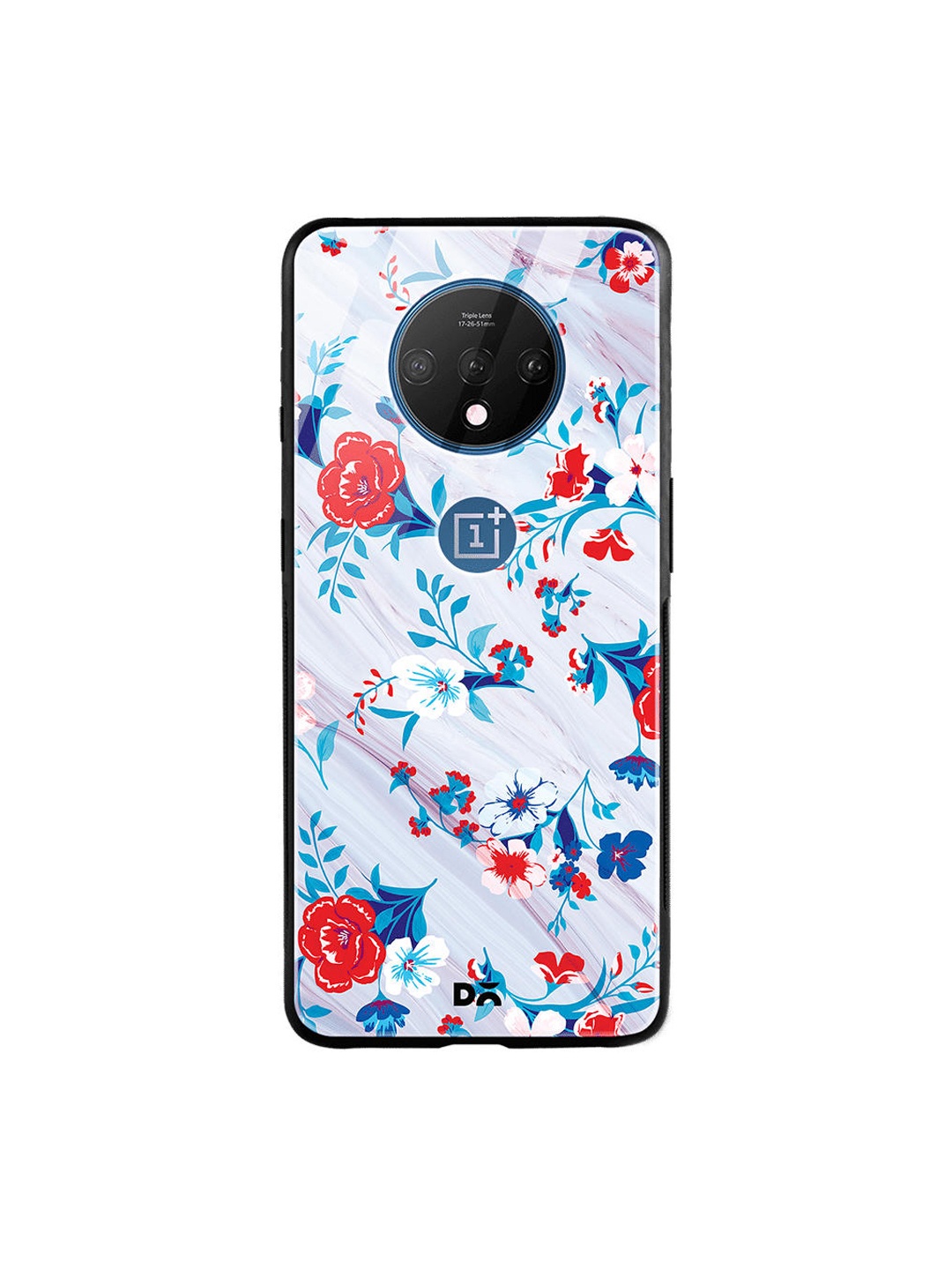 

DailyObjects Blue & Red Marble Flowers OnePlus 7T Glass Case