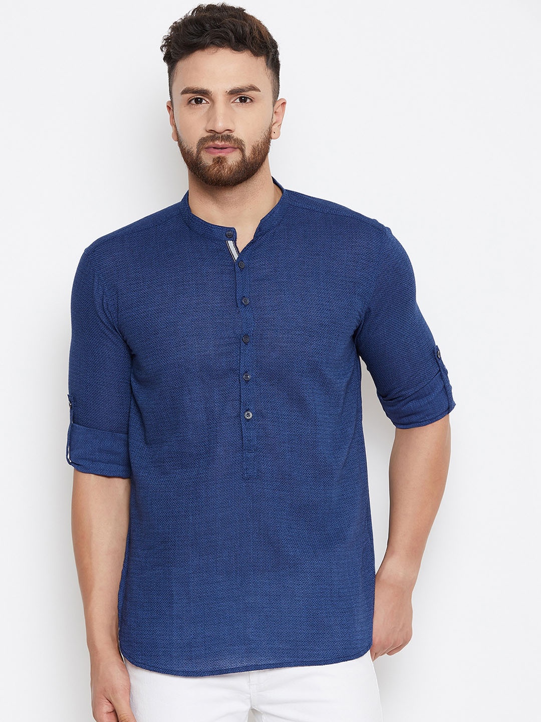 

even Men Blue Solid Straight Kurta