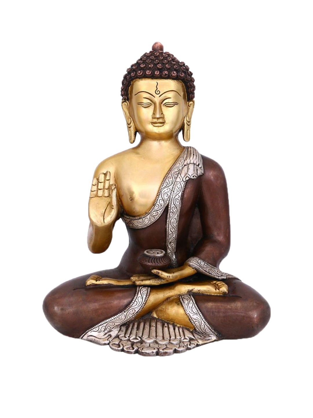 CraftVatika Gold & Bronze Blessing Sakyamuni Buddha Showpiece