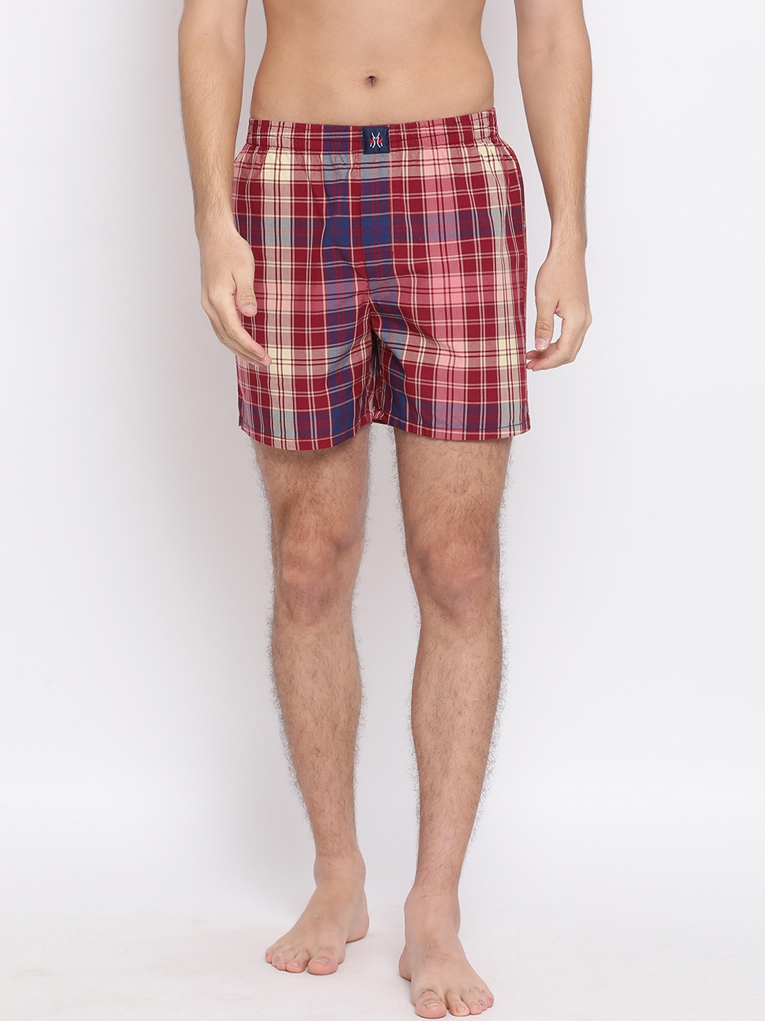 

Crimsoune Club Men Red & Blue Checked Pure Cotton Boxers BX4095