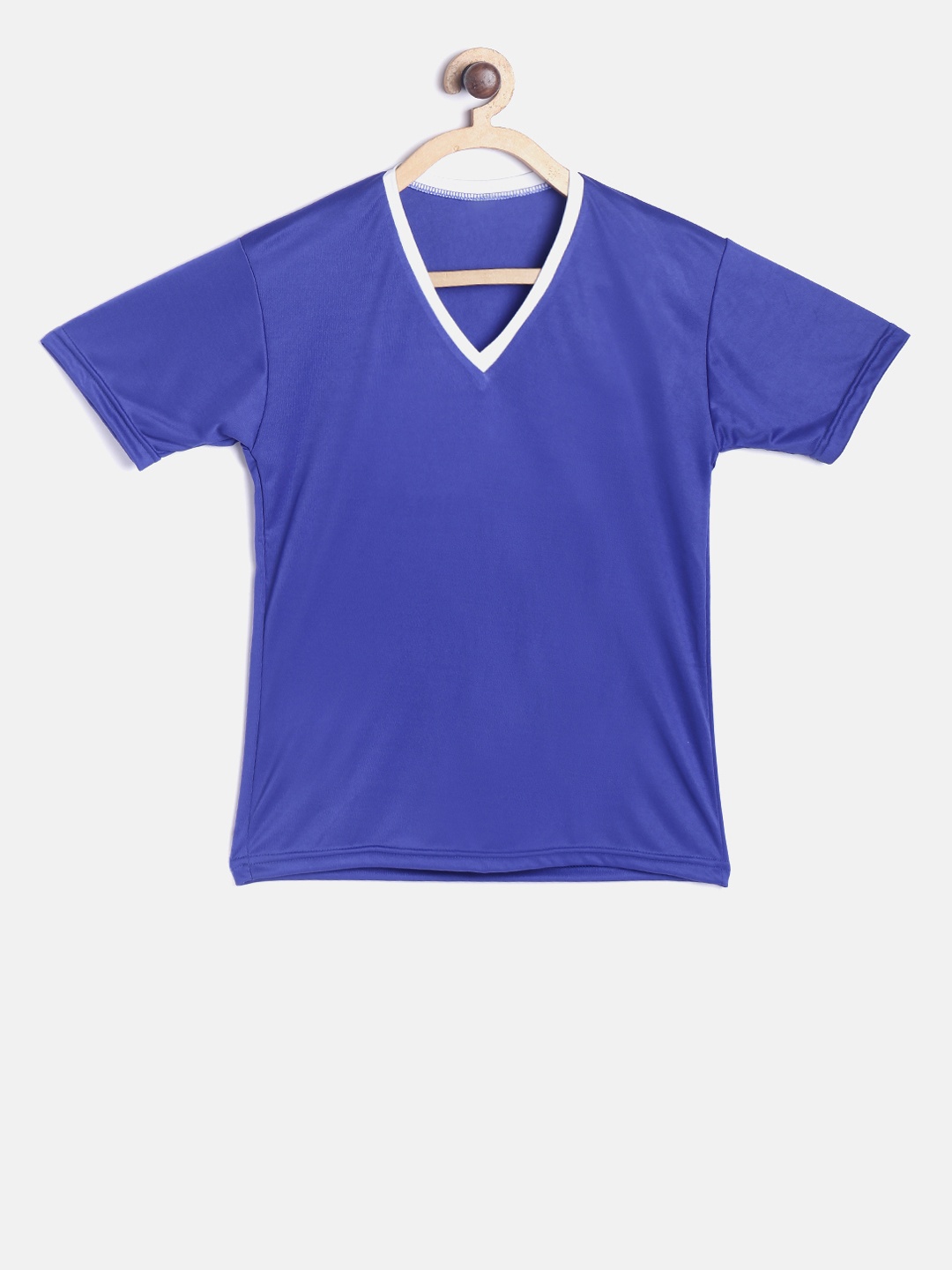 

TINY HUG Boys Navy Blue Solid V-Neck T-shirt
