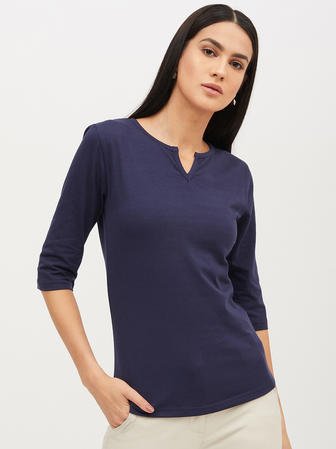 

Harpa Women Navy Blue Solid Top