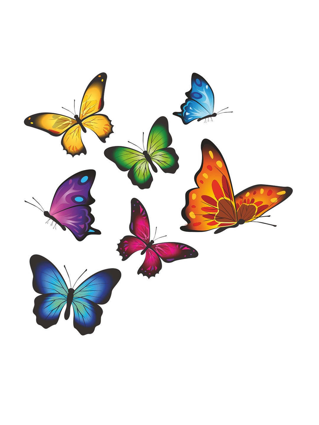 

rawpockets Colourful Butterflies Wall Stickers, Multi