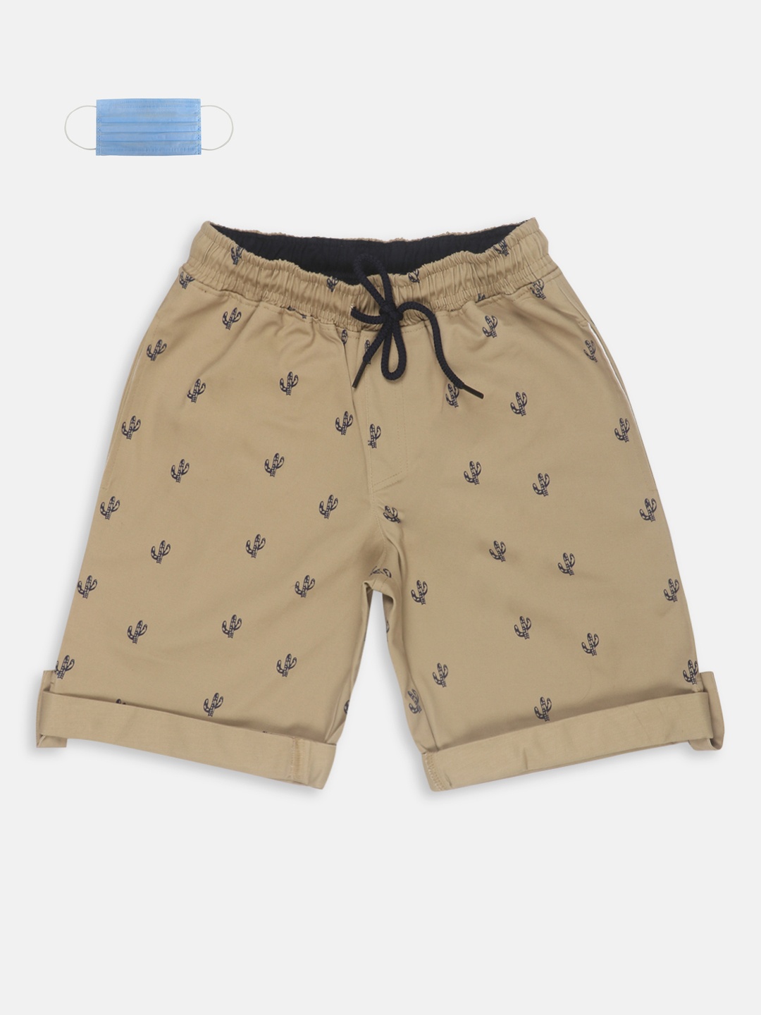 Lil Tomatoes Boys Beige Printed Regular Shorts