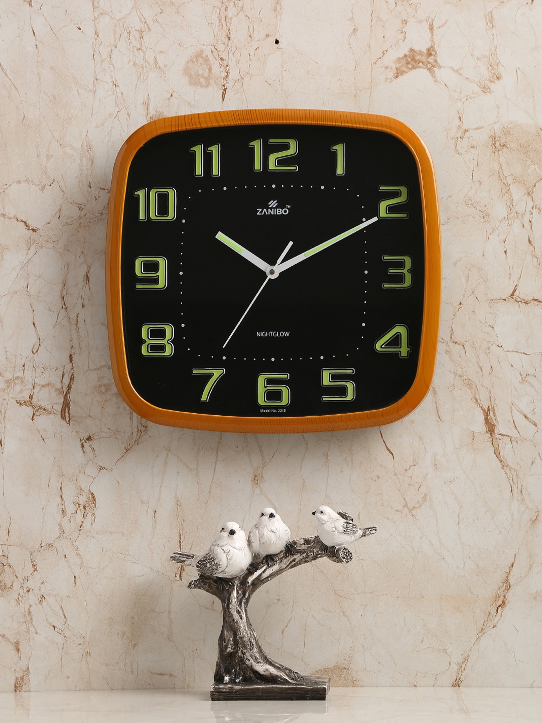 

ZANIBO Black Square Solid 32 cm Analogue Wall Clock