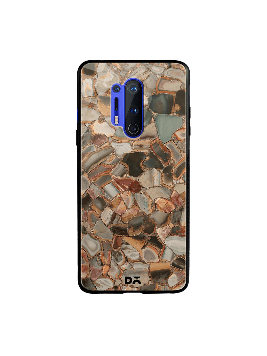 DailyObjects Brown & Grey Marble Mosaic OnePlus 8 Pro Glass Case