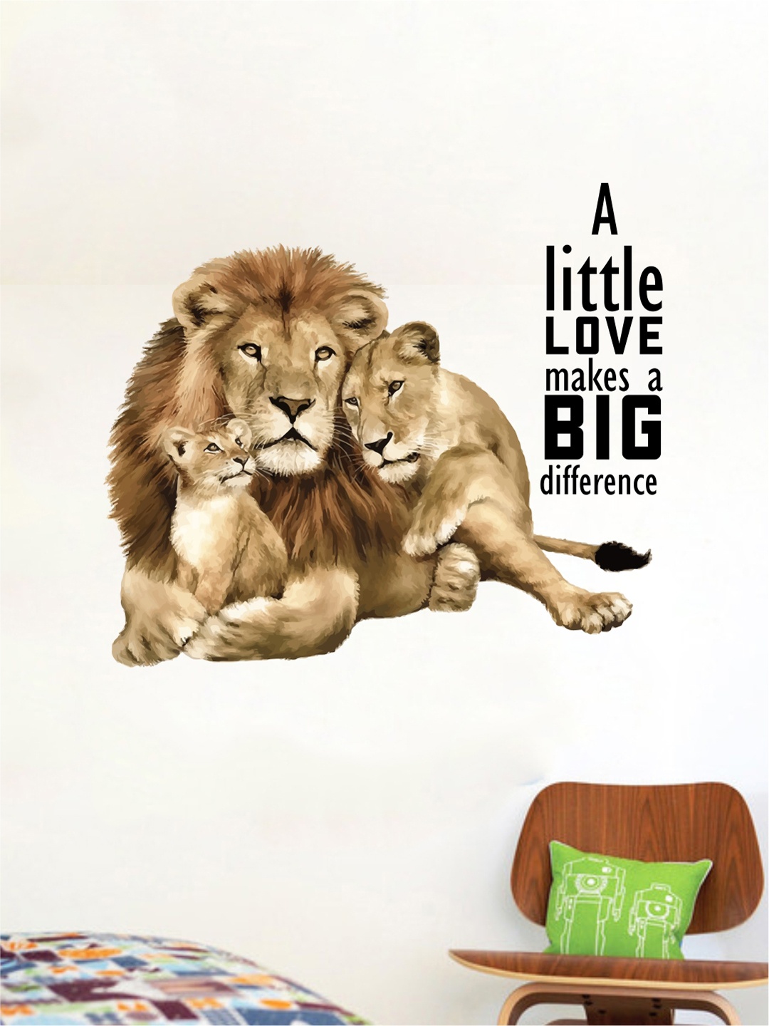 rawpockets Lion family Wall Stickers, Yellow