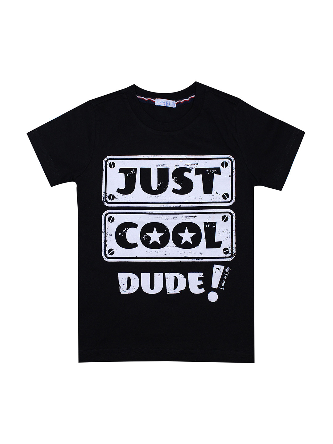 

Luke Lilly Boys Black Printed Round Neck Pure Cotton T-shirt