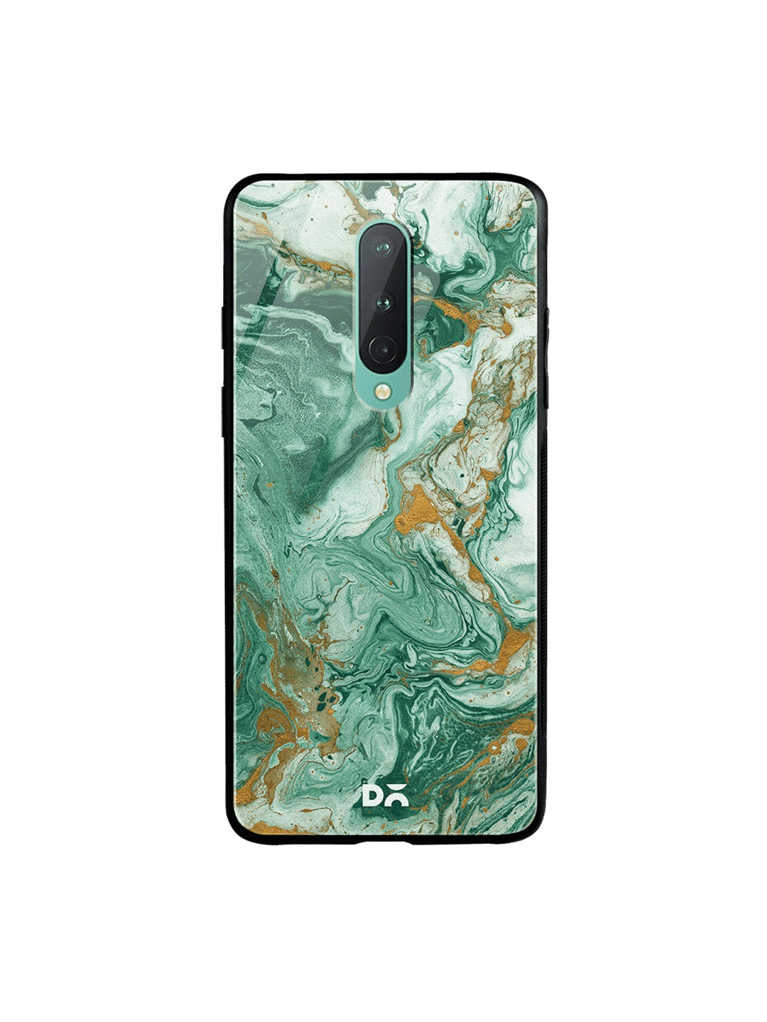 DailyObjects Sea Green & Gold-Toned Marble Forest OnePlus 8 Glass Case