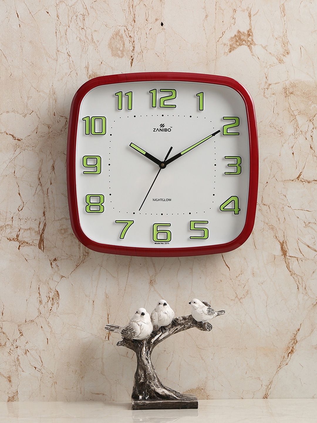 

ZANIBO Red Square Solid Analogue Wall Clock 32cm x 32cm