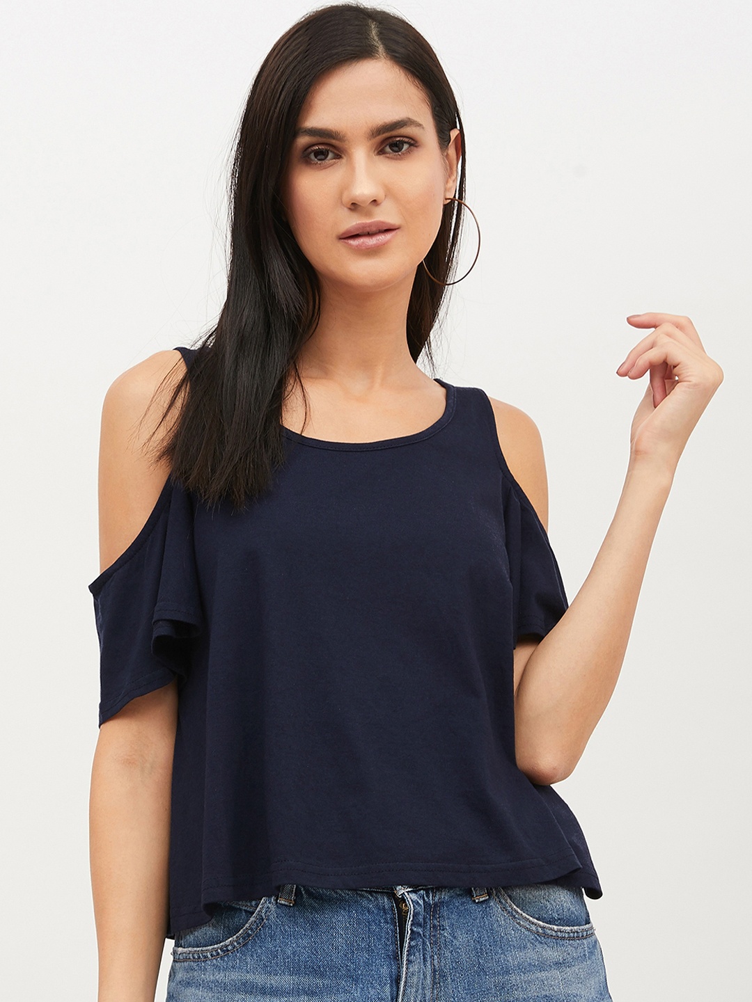 

Harpa Women Navy Blue Solid Top