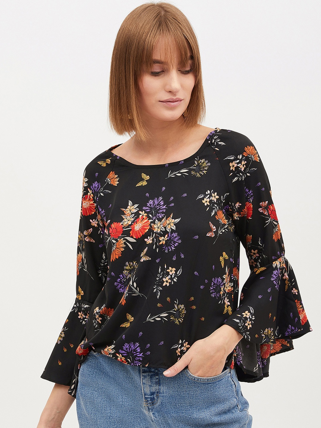 Harpa Women Black Printed Top
